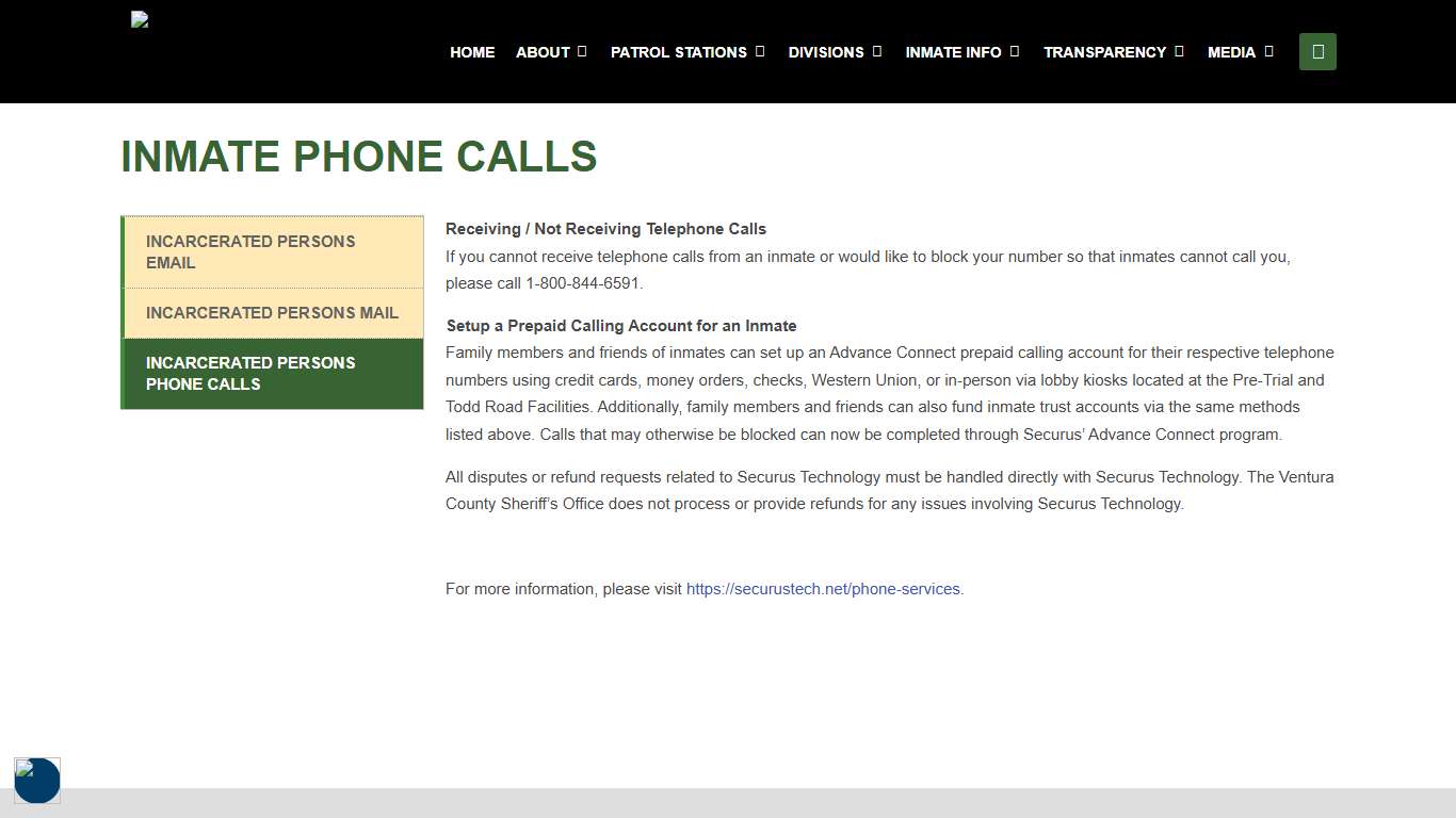 Inmate Phone Calls – Ventura Sheriff Official Website